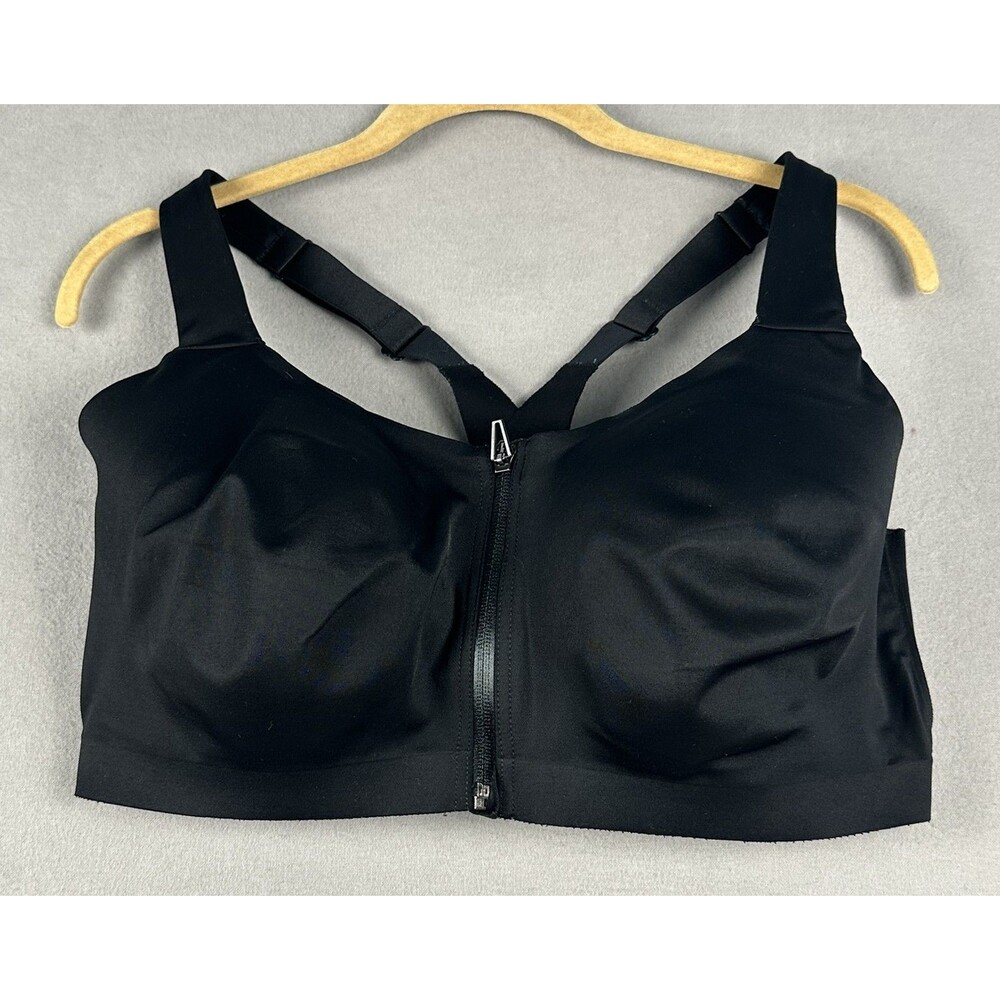 Victoria's Secret On Point Sweat Zip Front Sports Bra Black 38DDD Gym Sports
